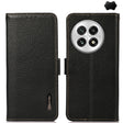 For OnePlus 13 KHAZNEH Side-Magnetic Litchi Genuine Leather RFID Phone Case(Black) - OnePlus Cases by PMC TechLife | Online Shopping South Africa | PMC TechLife | Buy Now Pay Later Mobicred