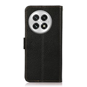 For OnePlus 13 KHAZNEH Side-Magnetic Litchi Genuine Leather RFID Phone Case(Black)