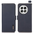For OnePlus 13 KHAZNEH Side-Magnetic Litchi Genuine Leather RFID Phone Case(Blue) - OnePlus Cases by PMC TechLife | Online Shopping South Africa | PMC TechLife | Buy Now Pay Later Mobicred