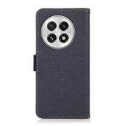 For OnePlus 13 KHAZNEH Side-Magnetic Litchi Genuine Leather RFID Phone Case(Blue)
