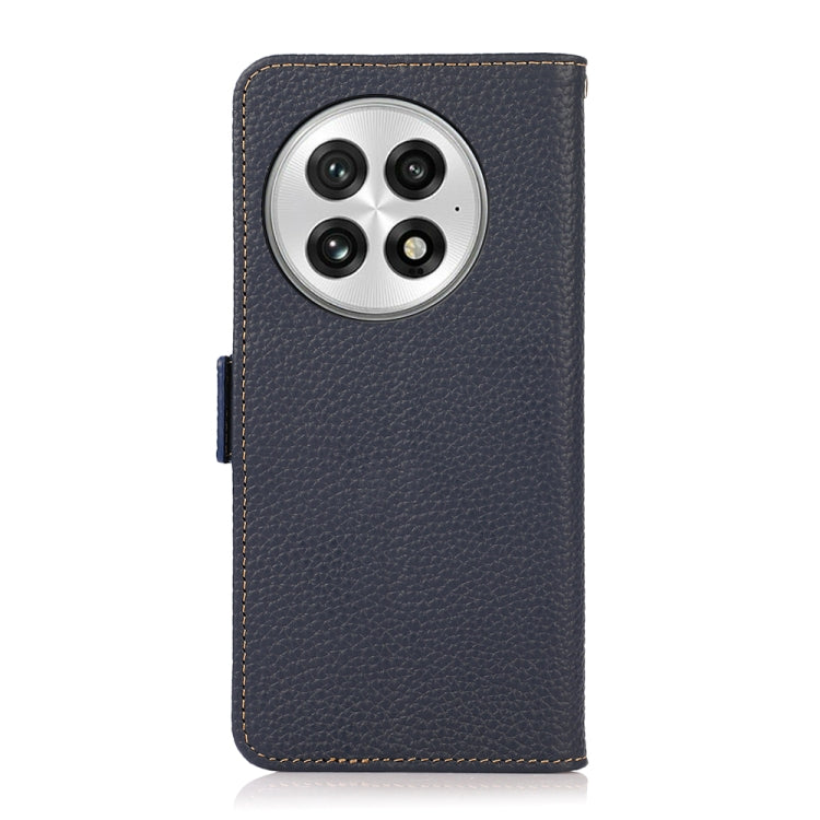 For OnePlus 13 KHAZNEH Side-Magnetic Litchi Genuine Leather RFID Phone Case(Blue)