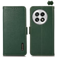 For OnePlus 13 KHAZNEH Side-Magnetic Litchi Genuine Leather RFID Phone Case(Green) - OnePlus Cases by PMC TechLife | Online Shopping South Africa | PMC TechLife | Buy Now Pay Later Mobicred