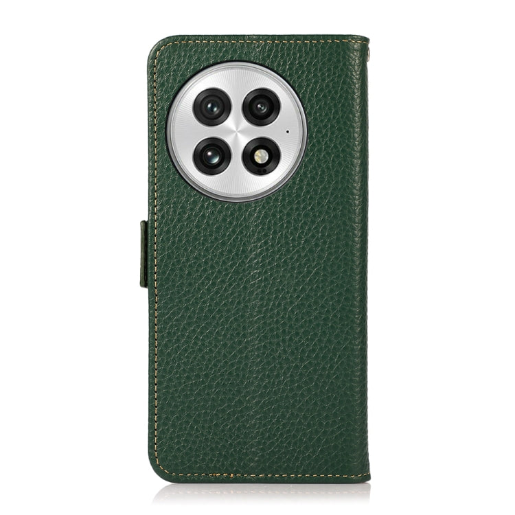 For OnePlus 13 KHAZNEH Side-Magnetic Litchi Genuine Leather RFID Phone Case(Green)