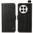 For OnePlus Ace 5 Pro / Ace 5 / 13R KHAZNEH Side-Magnetic Litchi Genuine Leather RFID Phone Case(Black) - free shipping - PMC TechLife - Order now!
