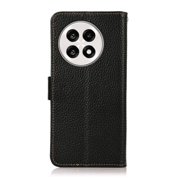 For OnePlus Ace 5 Pro / Ace 5 / 13R KHAZNEH Side-Magnetic Litchi Genuine Leather RFID Phone Case(Black)