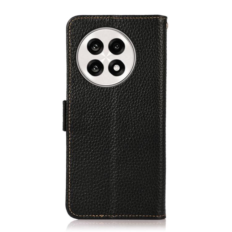 For OnePlus Ace 5 Pro / Ace 5 / 13R KHAZNEH Side-Magnetic Litchi Genuine Leather RFID Phone Case(Black)
