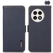 For OnePlus Ace 5 Pro / Ace 5 / 13R KHAZNEH Side-Magnetic Litchi Genuine Leather RFID Phone Case(Blue)