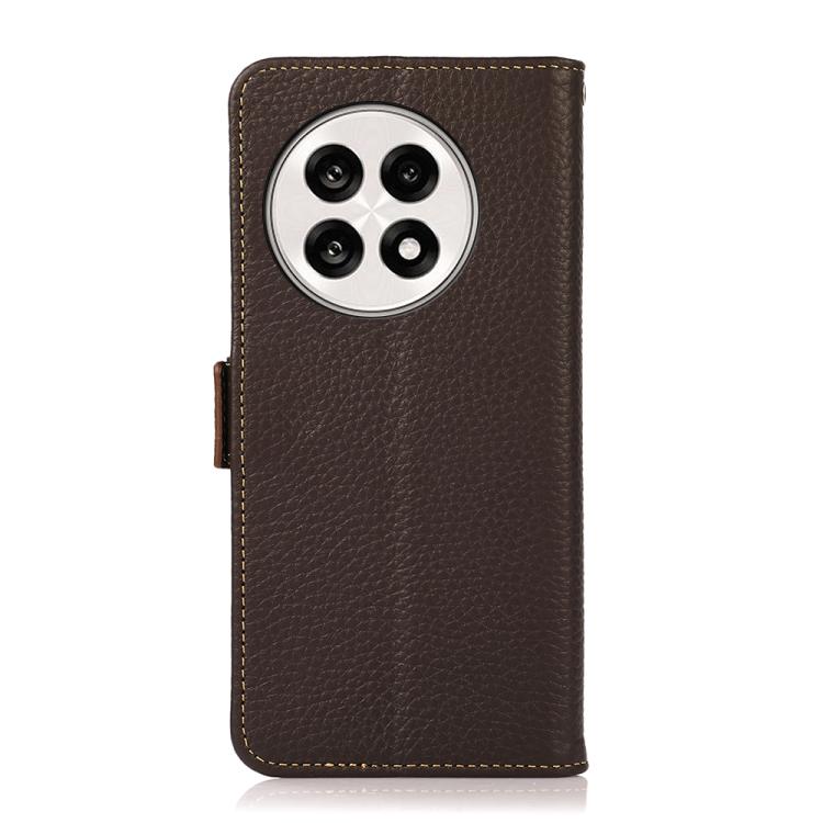 For OnePlus Ace 5 Pro / Ace 5 / 13R KHAZNEH Side-Magnetic Litchi Genuine Leather RFID Phone Case(Brown)
