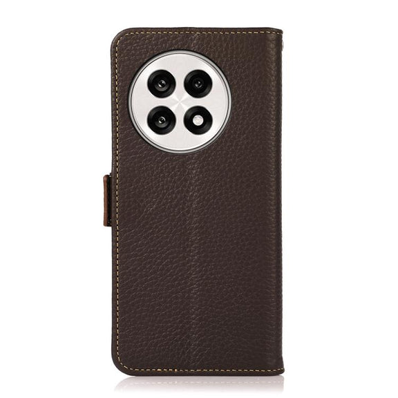 For OnePlus Ace 5 Pro / Ace 5 / 13R KHAZNEH Side-Magnetic Litchi Genuine Leather RFID Phone Case(Brown)