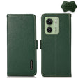 For Motorola Edge 40 KHAZNEH Side-Magnetic Litchi Genuine Leather RFID Phone Case(Green) - Motorola Cases by PMC TechLife | Online Shopping South Africa | PMC TechLife | Buy Now Pay Later Mobicred