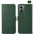 For Motorola Moto G14 4G KHAZNEH Side-Magnetic Litchi Genuine Leather RFID Phone Case(Green) - Motorola Cases by PMC TechLife | Online Shopping South Africa | PMC TechLife | Buy Now Pay Later Mobicred