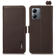 For Motorola Moto G14 4G KHAZNEH Side-Magnetic Litchi Genuine Leather RFID Phone Case(Brown) - Motorola Cases by PMC TechLife | Online Shopping South Africa | PMC TechLife | Buy Now Pay Later Mobicred