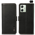 For Motorola Moto G54 5G KHAZNEH Side-Magnetic Litchi Genuine Leather RFID Phone Case(Black) - Motorola Cases by PMC TechLife | Online Shopping South Africa | PMC TechLife | Buy Now Pay Later Mobicred