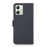 For Motorola Moto G54 5G KHAZNEH Side-Magnetic Litchi Genuine Leather RFID Phone Case(Blue)