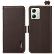 For Motorola Moto G54 5G KHAZNEH Side-Magnetic Litchi Genuine Leather RFID Phone Case(Brown) - Motorola Cases by PMC TechLife | Online Shopping South Africa | PMC TechLife | Buy Now Pay Later Mobicred