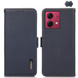 For Motorola Moto G84 5G KHAZNEH Side-Magnetic Litchi Genuine Leather RFID Phone Case(Blue) - Motorola Cases by PMC TechLife | Online Shopping South Africa | PMC TechLife | Buy Now Pay Later Mobicred