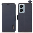 For Motorola Moto G24 KHAZNEH Side-Magnetic Litchi Genuine Leather RFID Phone Case(Blue) - Motorola Cases by PMC TechLife | Online Shopping South Africa | PMC TechLife | Buy Now Pay Later Mobicred