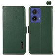 For Motorola Moto G85 KHAZNEH Side-Magnetic Litchi Genuine Leather RFID Phone Case(Green) - Motorola Cases by PMC TechLife | Online Shopping South Africa | PMC TechLife | Buy Now Pay Later Mobicred