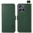 For Motorola Edge 50 5G KHAZNEH Side-Magnetic Litchi Genuine Leather RFID Phone Case(Green) - Motorola Cases by PMC TechLife | Online Shopping South Africa | PMC TechLife | Buy Now Pay Later Mobicred
