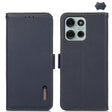 For Motorola Moto G75 5G KHAZNEH Side-Magnetic Litchi Genuine Leather RFID Phone Case(Blue) - Motorola Cases by PMC TechLife | Online Shopping South Africa | PMC TechLife | Buy Now Pay Later Mobicred