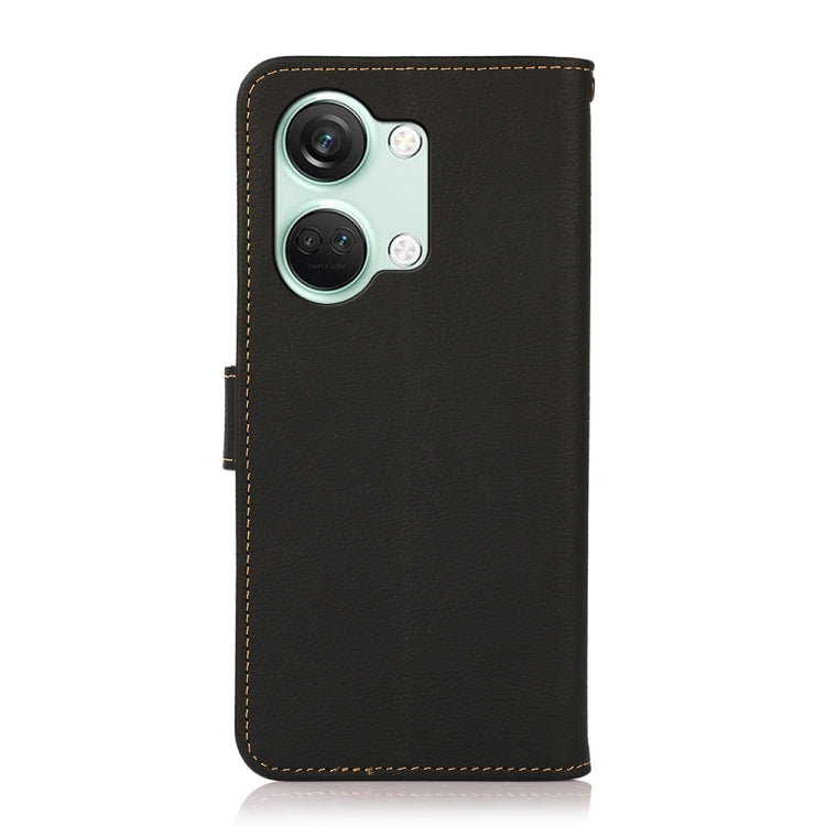For OnePlus Nord 3 KHAZNEH Custer Genuine Leather RFID Phone Case(Black)