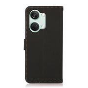 For OnePlus Nord 3 KHAZNEH Custer Genuine Leather RFID Phone Case(Black)