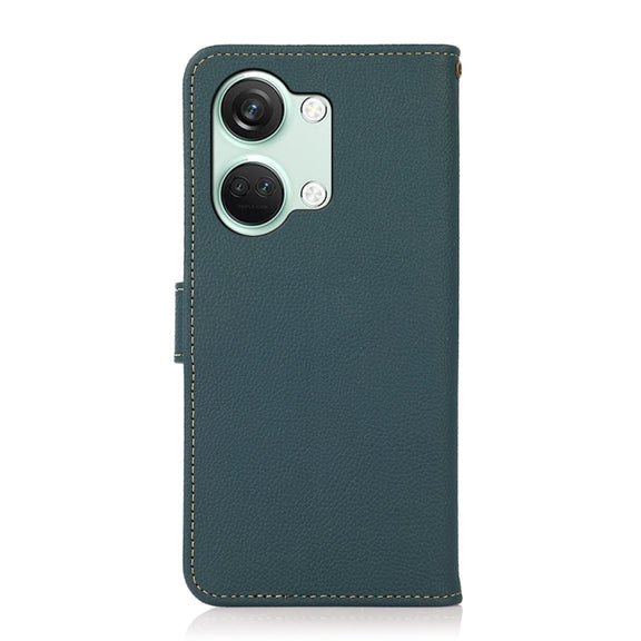 For OnePlus Nord 3 KHAZNEH Custer Genuine Leather RFID Phone Case(Green)