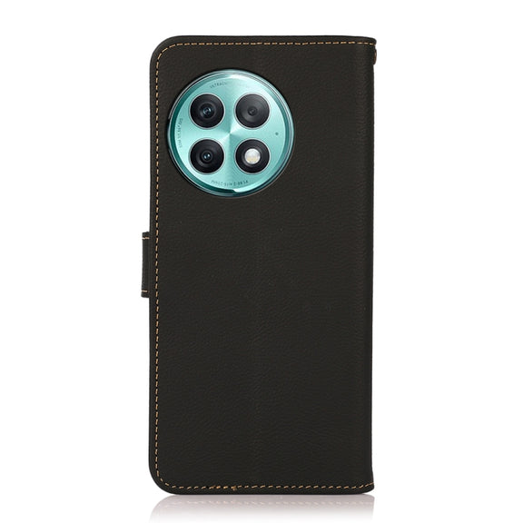 For OnePlus Ace 2 Pro KHAZNEH Custer Genuine Leather RFID Phone Case(Black)