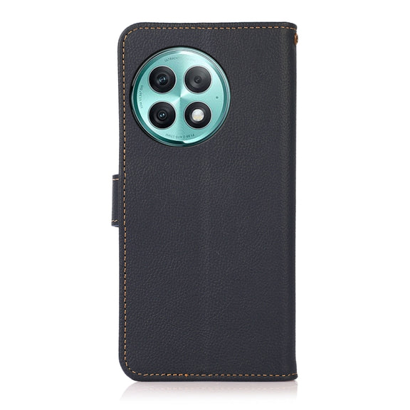 For OnePlus Ace 2 Pro KHAZNEH Custer Genuine Leather RFID Phone Case(Blue)