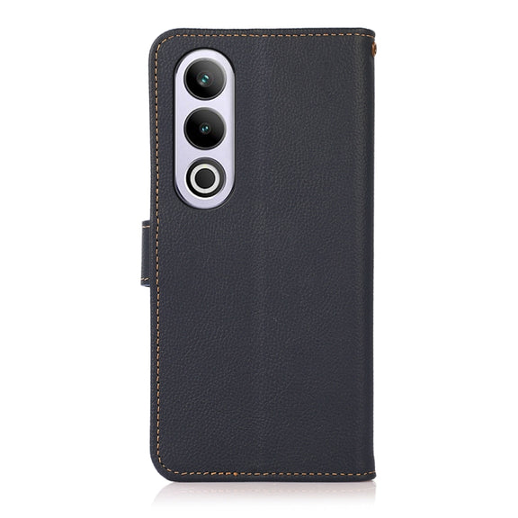 For OnePlus CE4 5G Global KHAZNEH Custer Genuine Leather RFID Phone Case(Blue)