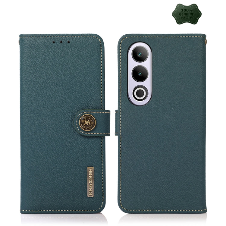 For OnePlus Ace 3V KHAZNEH Custer Genuine Leather RFID Phone Case(Green)