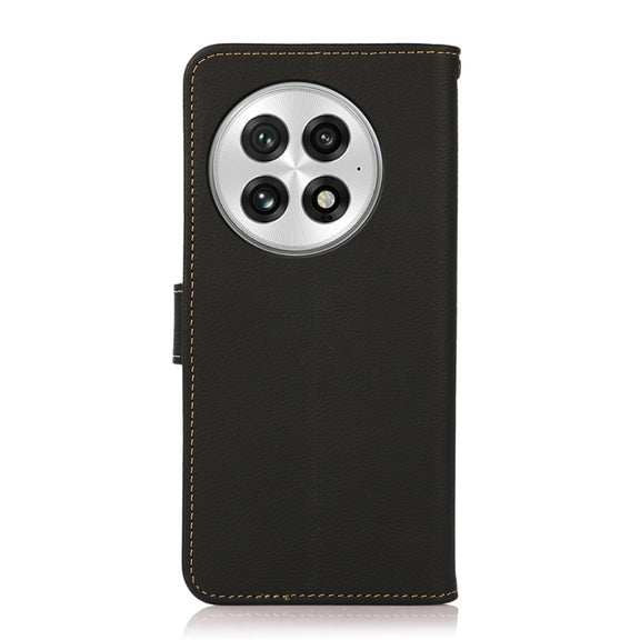 For OnePlus 13 KHAZNEH Custer Genuine Leather RFID Phone Case(Black)