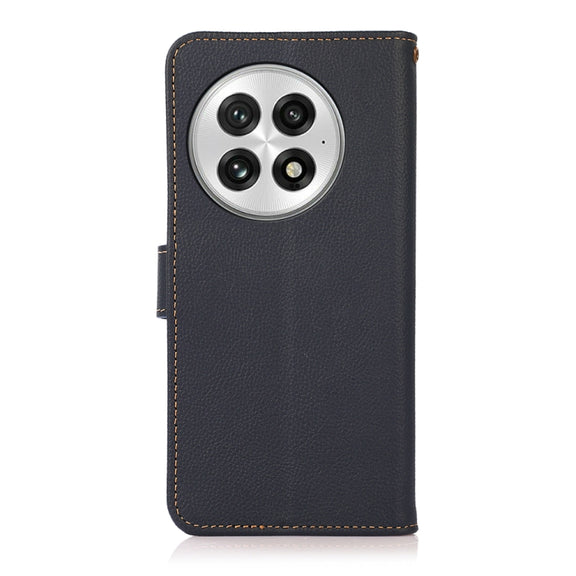 For OnePlus 13 KHAZNEH Custer Genuine Leather RFID Phone Case(Blue)