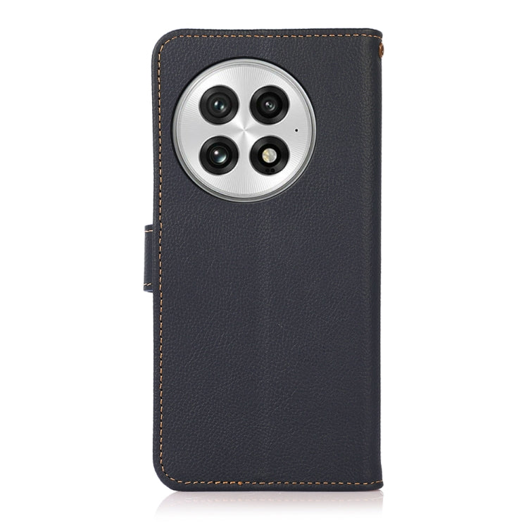For OnePlus 13 KHAZNEH Custer Genuine Leather RFID Phone Case(Blue)