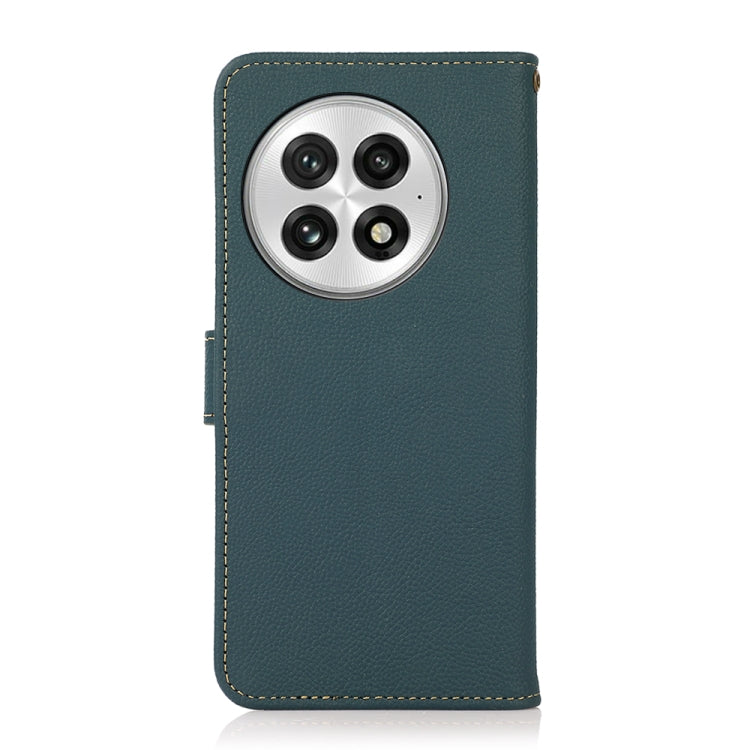 For OnePlus 13 KHAZNEH Custer Genuine Leather RFID Phone Case(Green)