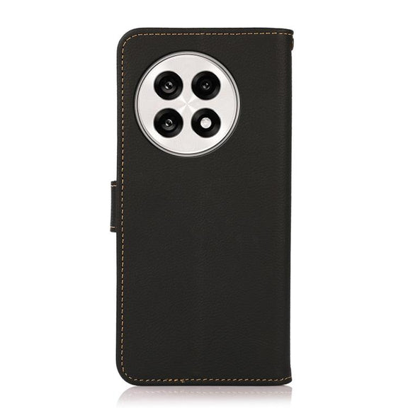 For OnePlus Ace 5 Pro / Ace 5 / 13R KHAZNEH Custer Genuine Leather RFID Phone Case(Black)