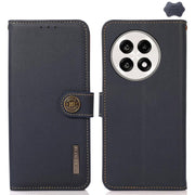 For OnePlus Ace 5 Pro / Ace 5 / 13R KHAZNEH Custer Genuine Leather RFID Phone Case(Blue)