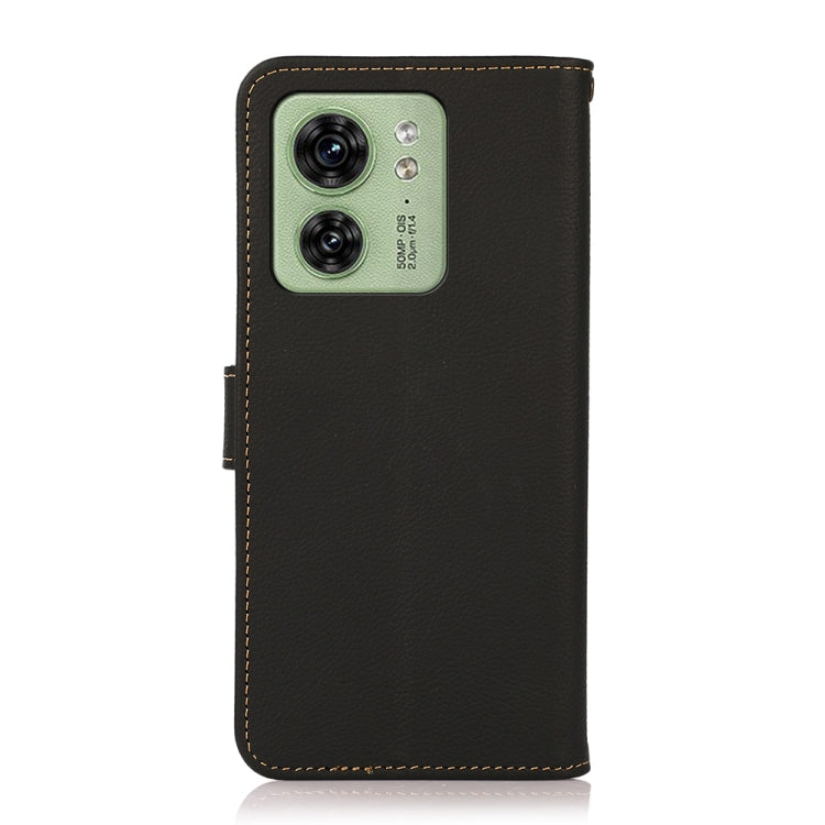 For Motorola Edge 40 KHAZNEH Custer Genuine Leather RFID Phone Case(Black)