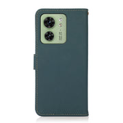 For Motorola Edge 40 KHAZNEH Custer Genuine Leather RFID Phone Case(Green)