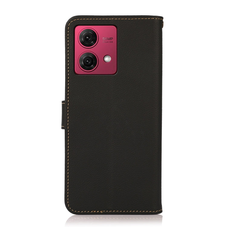 For Motorola Moto G84 5G KHAZNEH Custer Genuine Leather RFID Phone Case(Black)