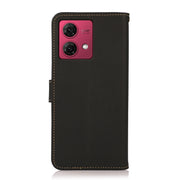 For Motorola Moto G84 5G KHAZNEH Custer Genuine Leather RFID Phone Case(Black)