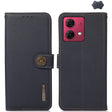For Motorola Moto G84 5G KHAZNEH Custer Genuine Leather RFID Phone Case(Blue) - Motorola Cases by PMC TechLife | Online Shopping South Africa | PMC TechLife | Buy Now Pay Later Mobicred