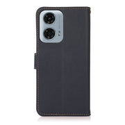 For Motorola Moto G24 KHAZNEH Custer Genuine Leather RFID Phone Case(Blue)