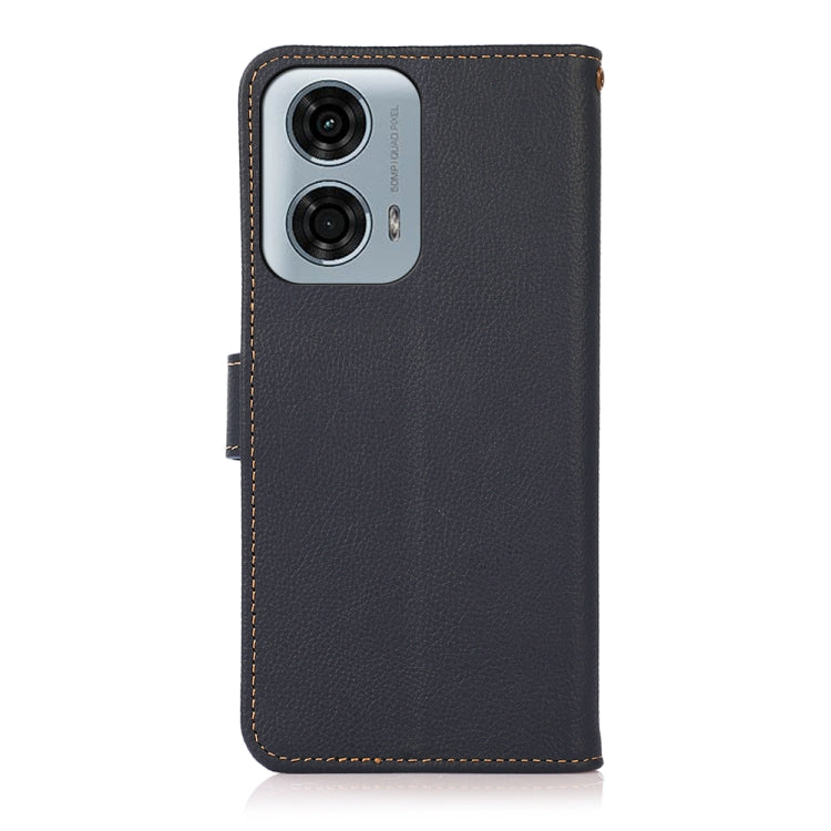 For Motorola Moto G24 KHAZNEH Custer Genuine Leather RFID Phone Case(Blue)