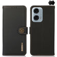 For Motorola Moto G34 KHAZNEH Custer Genuine Leather RFID Phone Case(Black) - Motorola Cases by PMC TechLife | Online Shopping South Africa | PMC TechLife | Buy Now Pay Later Mobicred