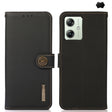 For Motorola Moto G64 5G KHAZNEH Custer Genuine Leather RFID Phone Case(Black) - Motorola Cases by PMC TechLife | Online Shopping South Africa | PMC TechLife | Buy Now Pay Later Mobicred