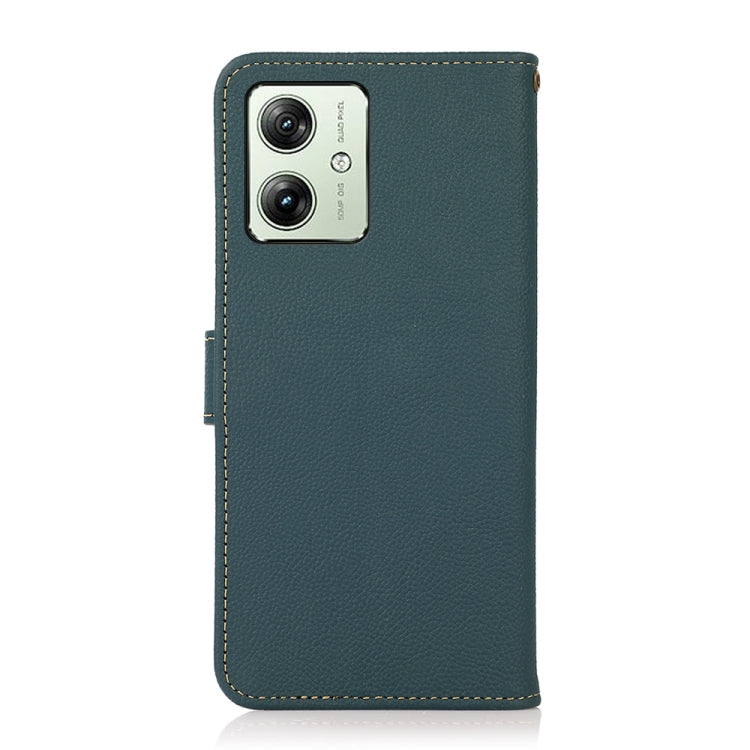 For Motorola Moto G64 5G KHAZNEH Custer Genuine Leather RFID Phone Case(Green)