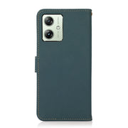 For Motorola Moto G64 5G KHAZNEH Custer Genuine Leather RFID Phone Case(Green)