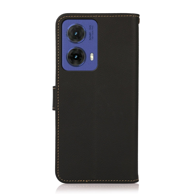 For Motorola Moto G85 KHAZNEH Custer Genuine Leather RFID Phone Case(Black)