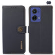 For Motorola Moto G85 KHAZNEH Custer Genuine Leather RFID Phone Case(Blue) - Motorola Cases by PMC TechLife | Online Shopping South Africa | PMC TechLife | Buy Now Pay Later Mobicred